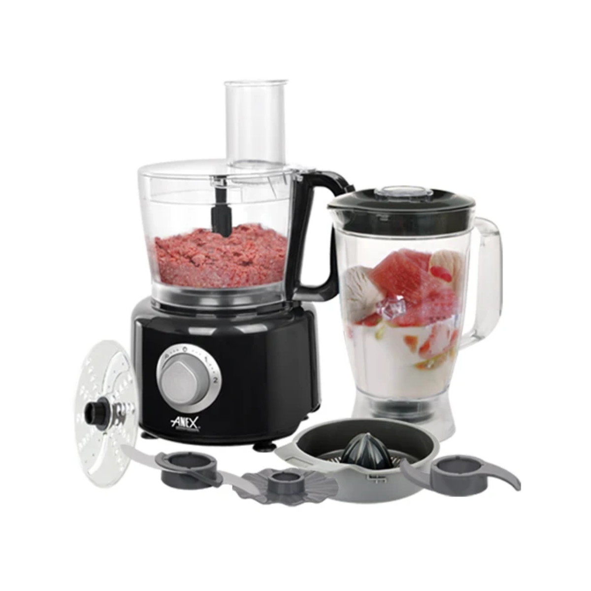 Anex AG-3145 Deluxe Chopper & Blender – 800W, 1.8L Blender Jar, 1.2L Bowl & Multi-Function Accessories