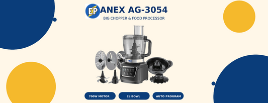 Anex AG-3054 big chopper and food processor with 700W motor, 2L bowl and automatic program