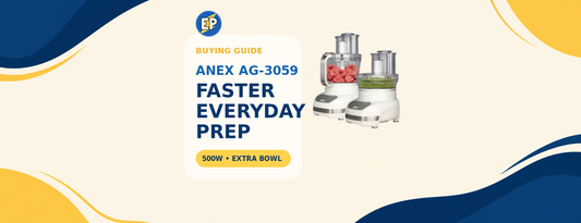 Anex AG-3059 Deluxe Chopper buying guide banner with 500W and extra bowl