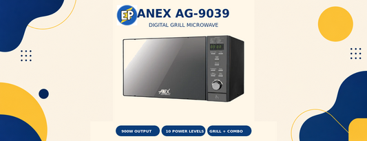 Anex AG-9039 digital grill microwave with 900W output, ten power levels and combination mode
