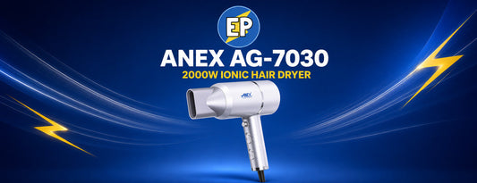 Anex AG-7030 2000W ionic hair dryer with magnetic concentrator in an ElectroPlanet article banner