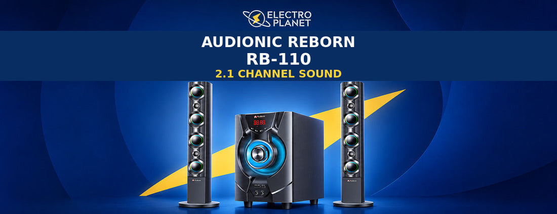 Audionic Reborn RB-110 2.1 channel multimedia speaker system with subwoofer and two satellite towers