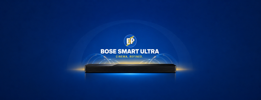 Bose Smart Ultra Soundbar in an ElectroPlanet blue cinematic audio design