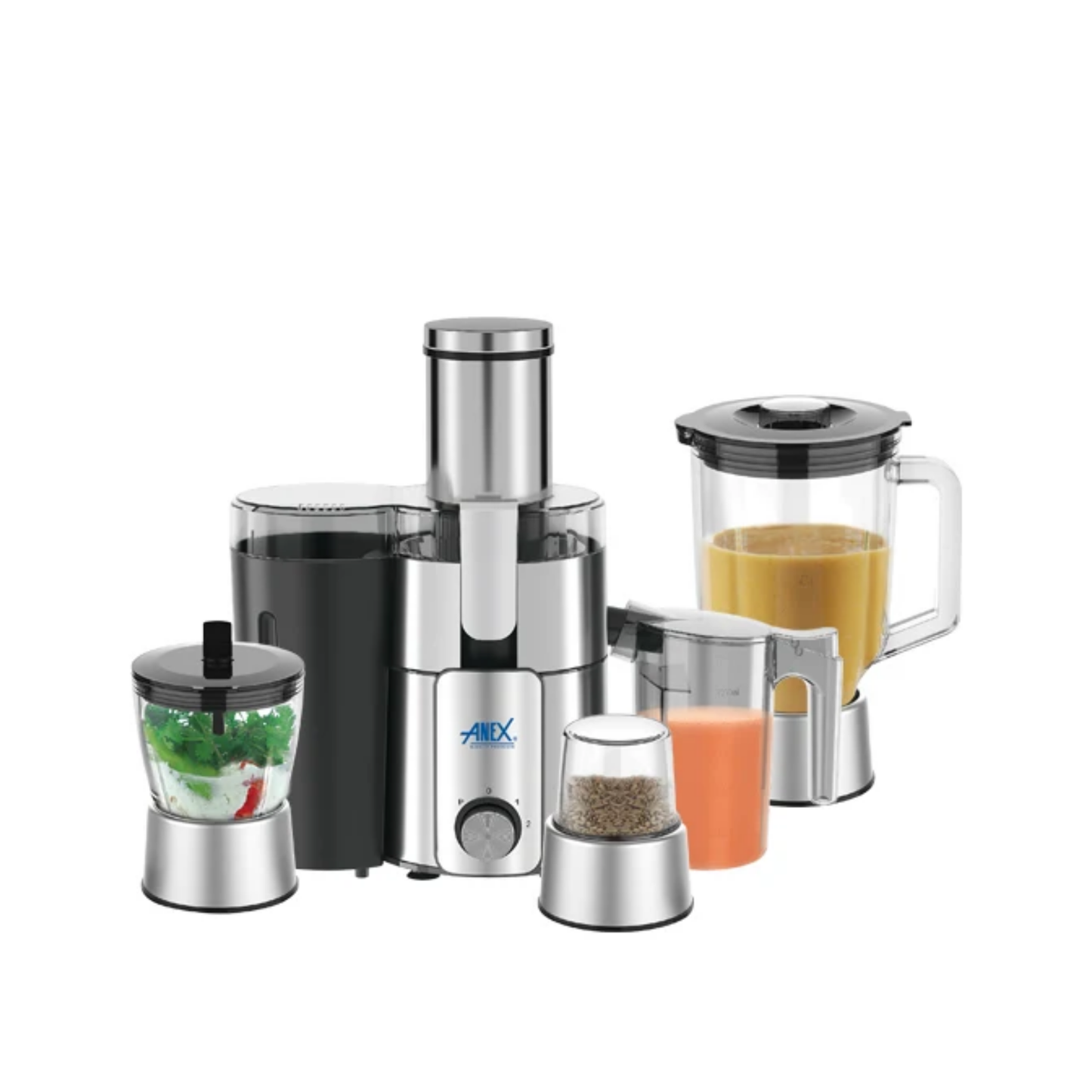 Anex AG-191GL Deluxe 4-in-1 Juicer Blender Grinder – 600W, Stainless Steel