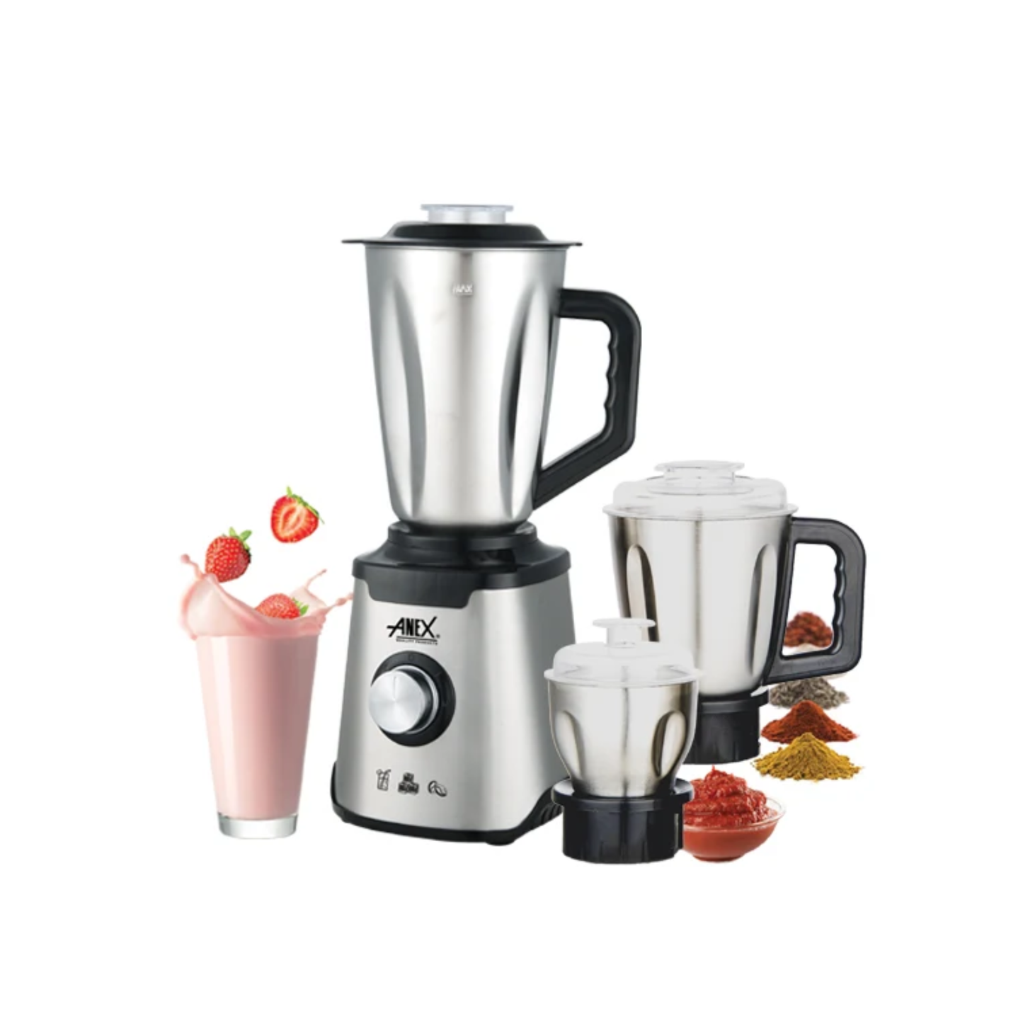 Anex AG-6133SS Deluxe 3-in-1 Blender & Grinder – 600W Stainless Steel