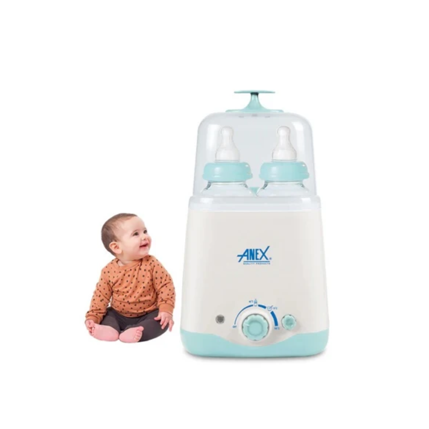 Anex AG-733 Deluxe Baby Bottle Warmer – 250W with PTC Heating & Dual-Bottle Warming