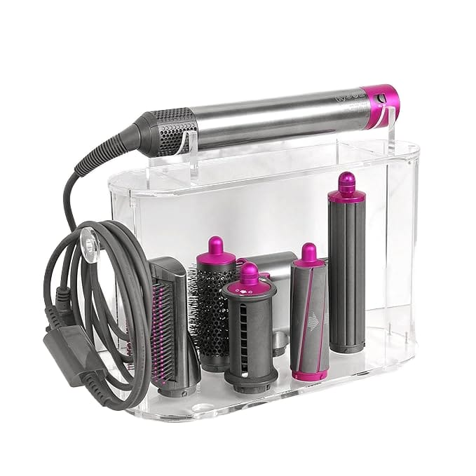 Clear acrylic Airwrap organizer stand with attachment storage